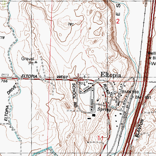 Topographic Map of Eltopia Cemetery, WA