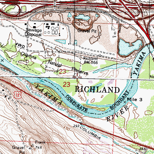 Topographic Map of Chamna Natural Preserve, WA