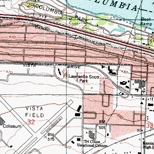 Topographic Map of Lawrence Scott Park, WA
