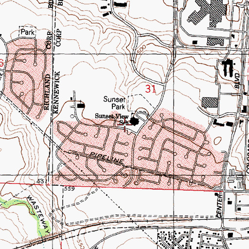 Topographic Map of Sunset View Elementary School, WA