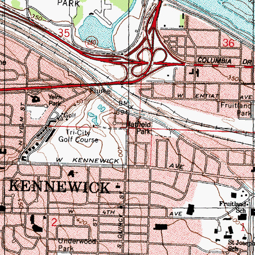 Topographic Map of Hatfield Park, WA
