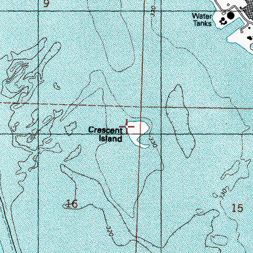 Topographic Map of Crescent Island, WA