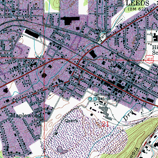 Topographic Map of First Presbyterian Church, AL