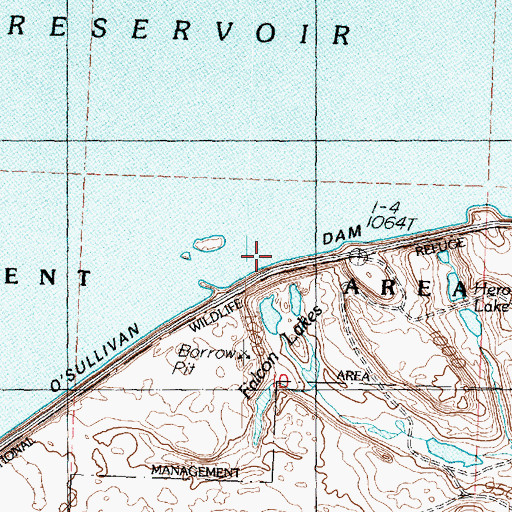 Topographic Map of O'Sullivan Dam, WA