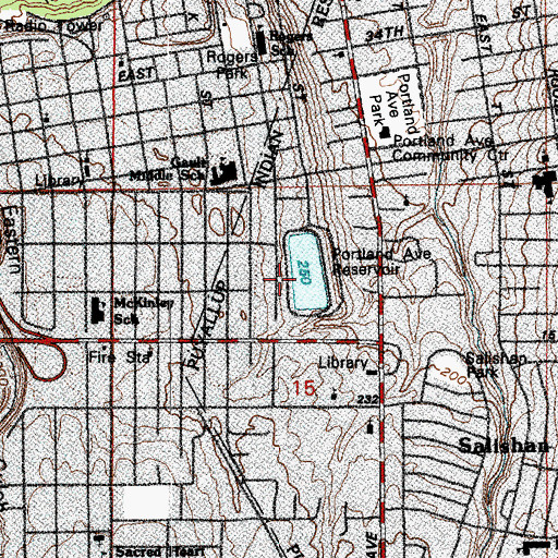 Topographic Map of Portland Avenue Reservoir, WA