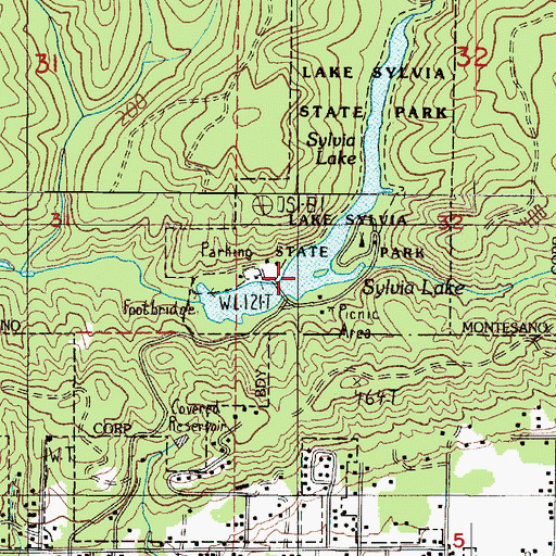 Topographic Map of Sylvia Lake, WA