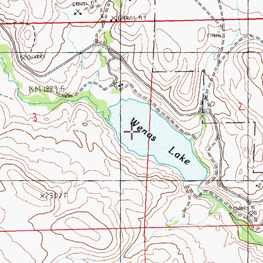 Topographic Map of Wenas Lake, WA
