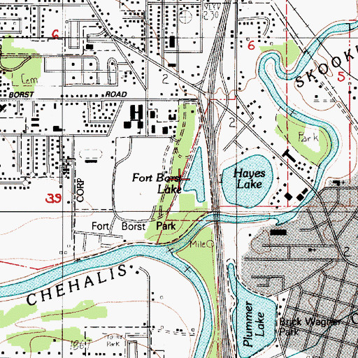 Topographic Map of Fort Borst Lake, WA