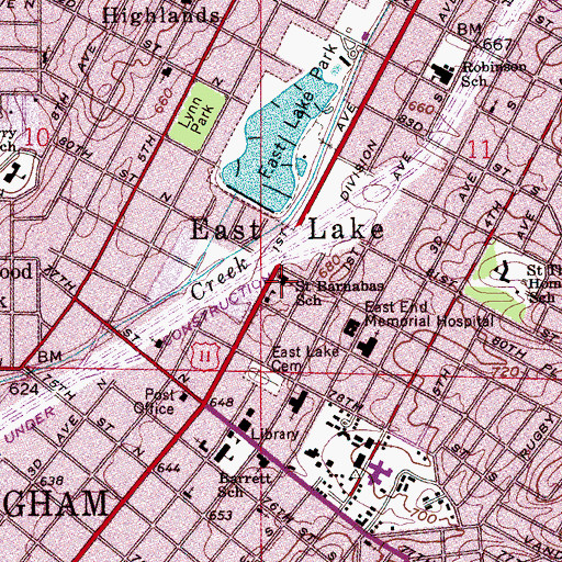 Topographic Map of Saint Barnabas Catholic Church, AL