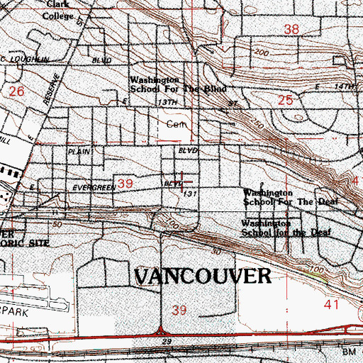 Topographic Map of Arbours Shopping Center, WA