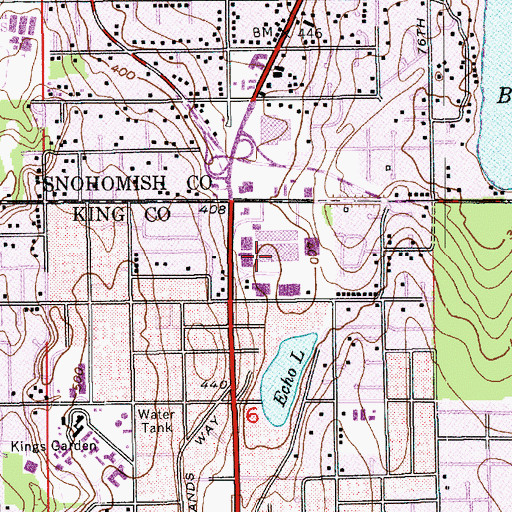 Topographic Map of Aurora Village Shopping Center, WA