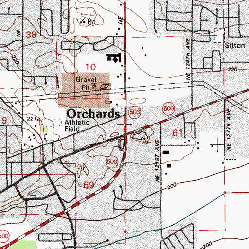 Topographic Map of Evergreen Plaza, WA