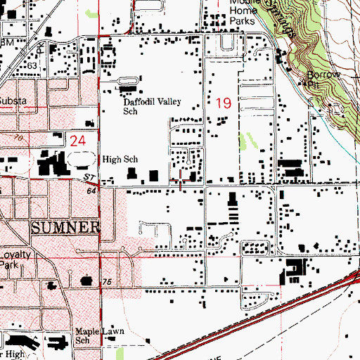 Topographic Map of East Side Shopping Center, WA