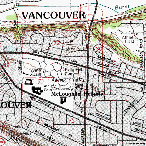 Topographic Map of Heights Shopping Center, WA