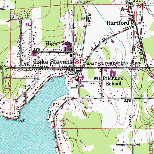 Topographic Map of Lake Mall Shopping Center, WA