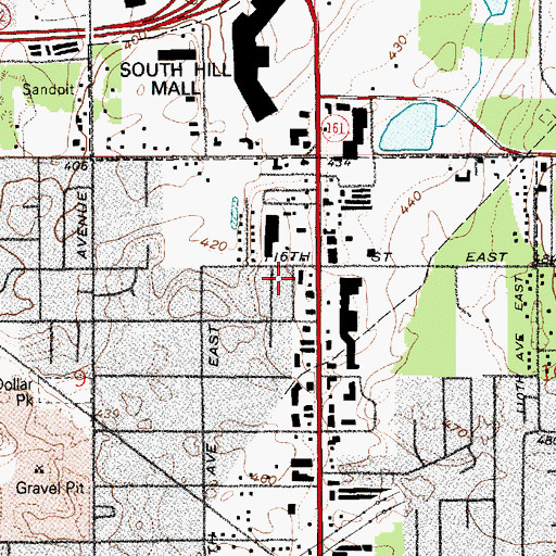 Topographic Map of Meridian Place Shopping Center, WA