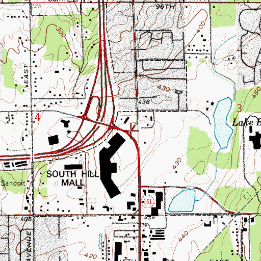 Topographic Map of South Hill Mall, WA
