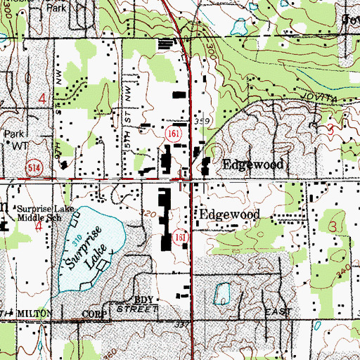 Topographic Map of Surprise Lake Square, WA