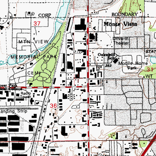 Topographic Map of South Tacoma Village Shopping Center, WA
