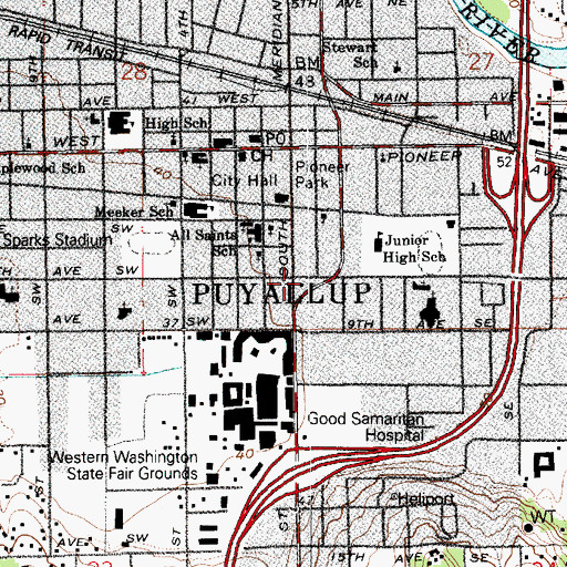 Topographic Map of Village Fair Shopping Center, WA
