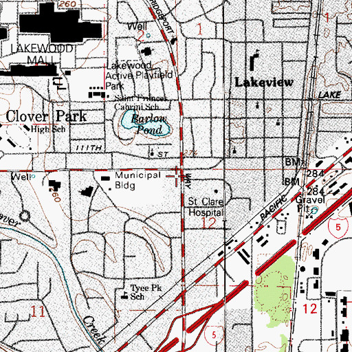 Topographic Map of Bridgeport Mall, WA