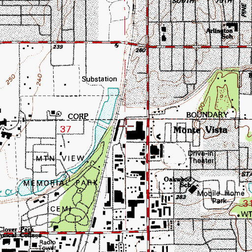 Topographic Map of B and I Shopping Center, WA