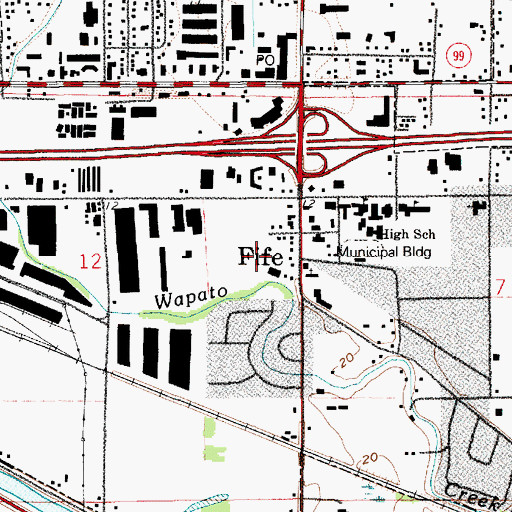 Topographic Map of Fife Square, WA