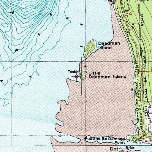 Topographic Map of Little Deadman Island, WA