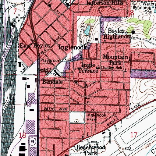 Topographic Map of Inglenook Cemetery, AL