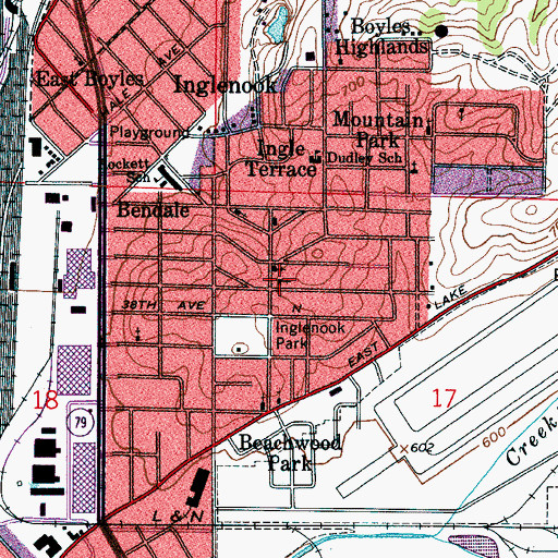 Topographic Map of Inglenook First United Methodist Church, AL