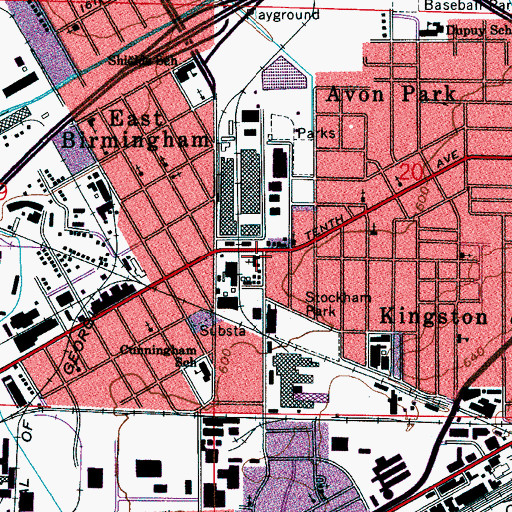 Topographic Map of Stockham Memorial Methodist Church, AL