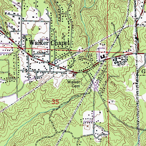 Topographic Map of Walker Chapel United Methodist Church, AL