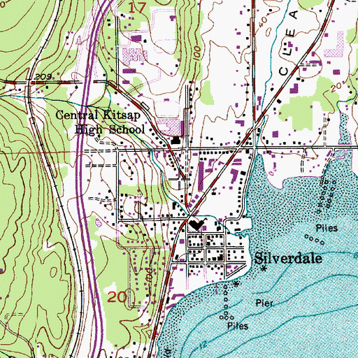 Topographic Map of Silverdale Village Shopping Center, WA