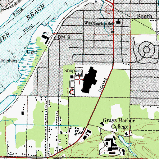 Topographic Map of Southshore Mall, WA