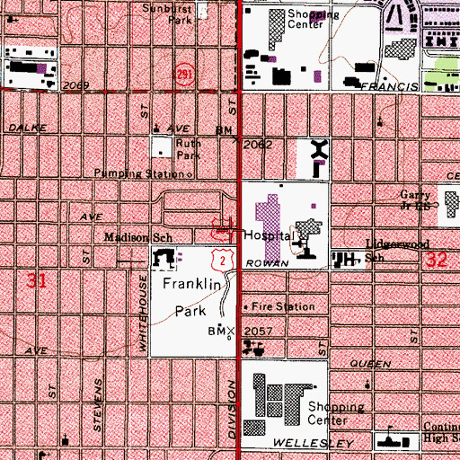 Topographic Map of Franklin Park Mall, WA