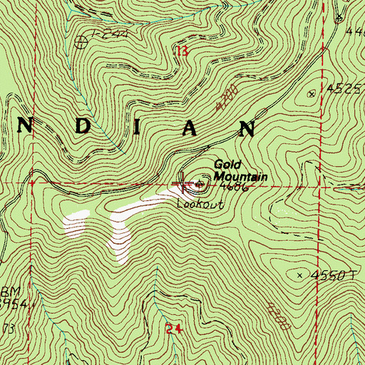 Topographic Map of Gold Mountain Lookout, WA