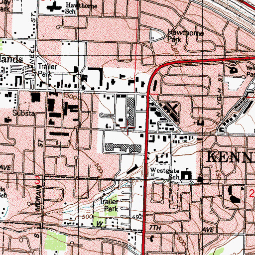 Topographic Map of Kennewick Plaza, WA