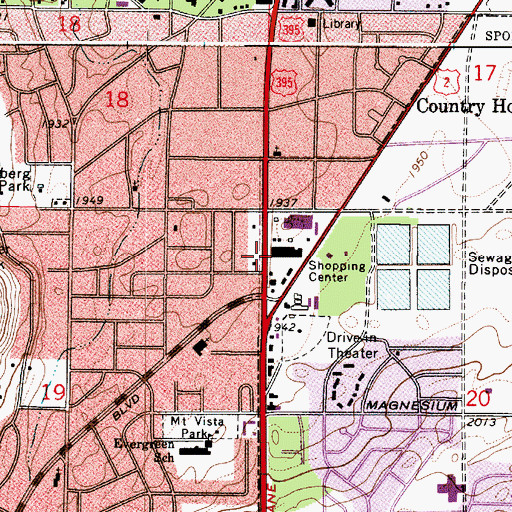 Topographic Map of Heritage Village Shopping Center, WA
