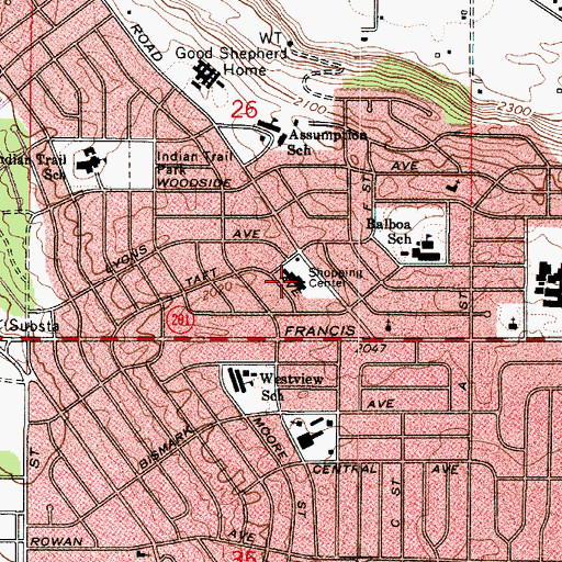 Topographic Map of Indian Trails Shopping Center, WA