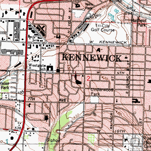 Topographic Map of Midtown Plaza, WA
