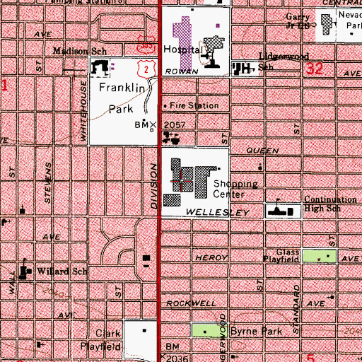 Topographic Map of Northtown Mall, WA