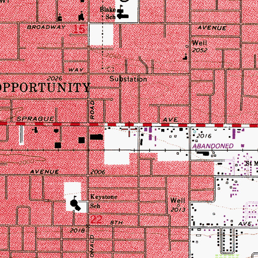 Topographic Map of Opportunity Shopping Center, WA