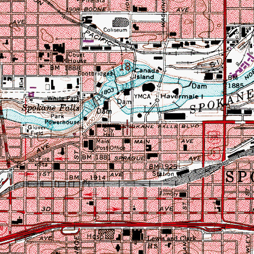 Topographic Map of Parkade Plaza, WA