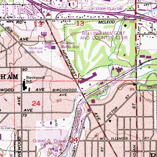 Topographic Map of Park Manor Shopping Center, WA