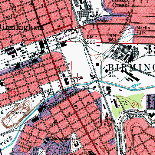 Topographic Map of Henderson Furnace (historical), AL