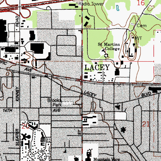Topographic Map of Pacific Plaza, WA