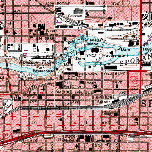 Topographic Map of River Park Square, WA