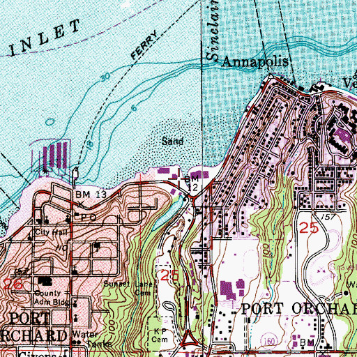 Topographic Map of T B and M Shopping Center, WA