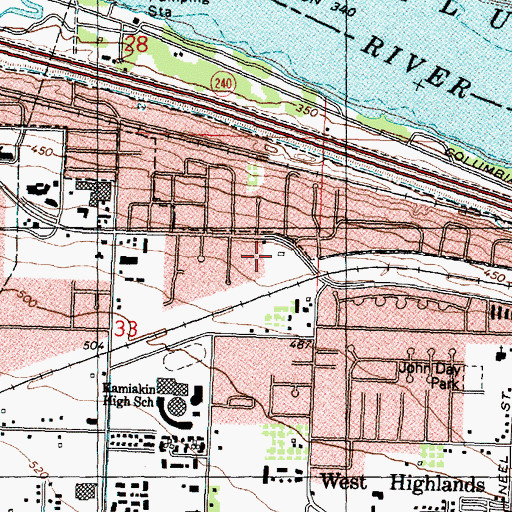 Topographic Map of Tri-Cities Center, WA
