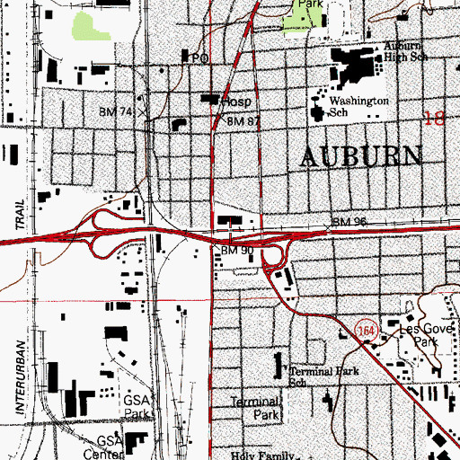 Topographic Map of Auburn Shopping Center, WA